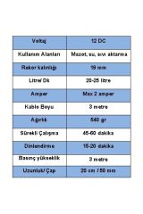 Düzey 12 Volt Büyük Dalgıç Mazot Aktarma(SIVI TRANSFER) Pompası (SU,SÜT,YAĞ)