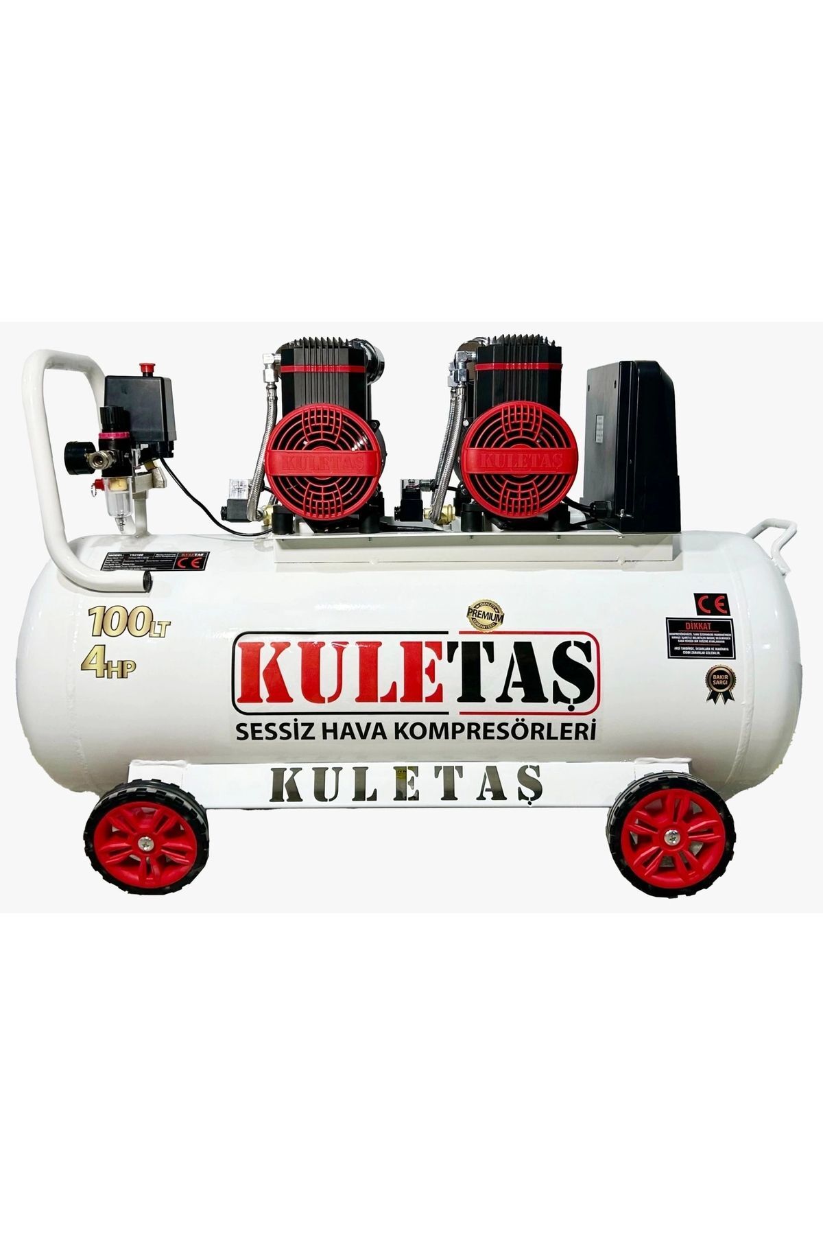 Kuletaş 100 Litre 4 HP Sessiz Premium Kafa Hava Kompresörü 2800 rpm(PANOLU)