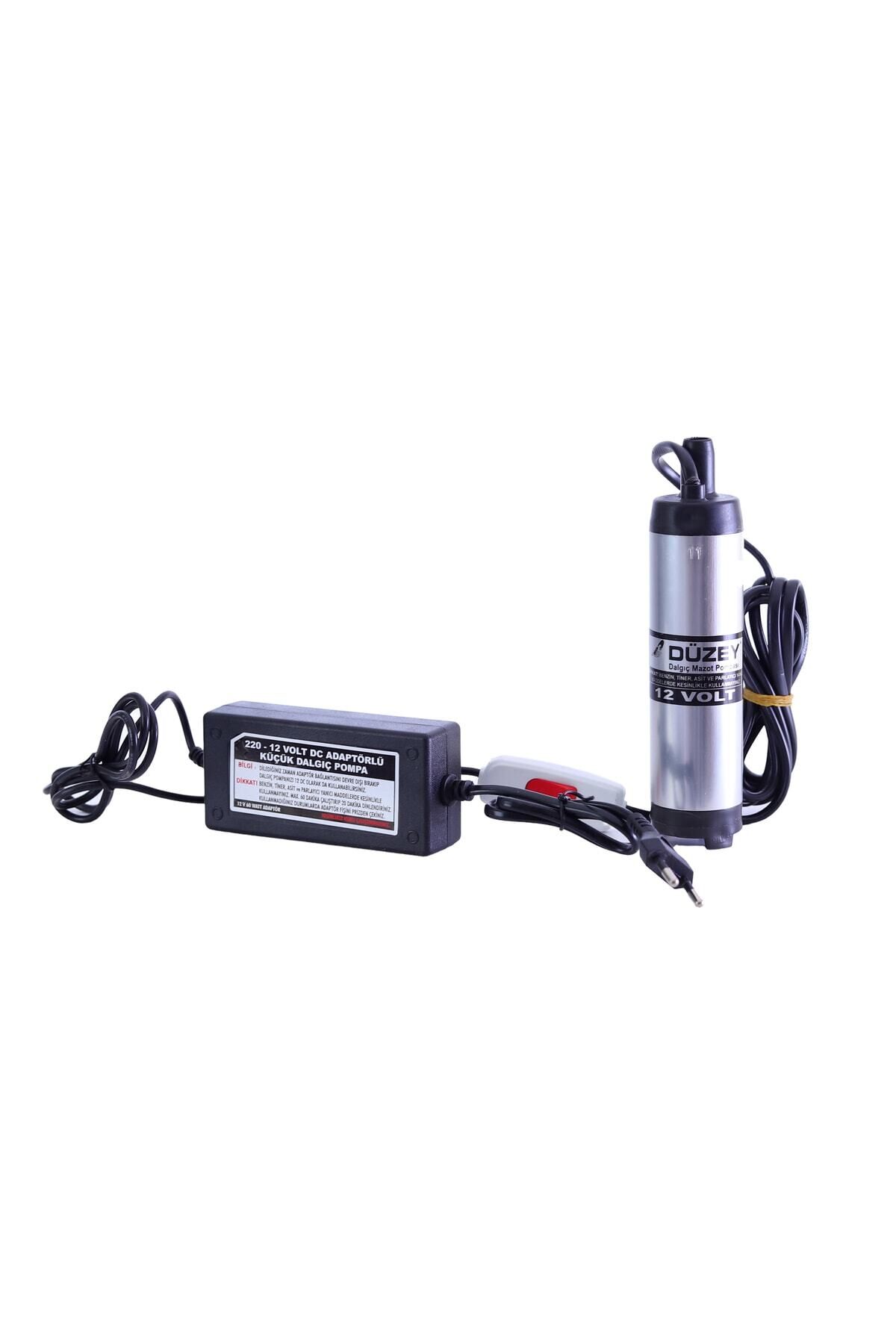 Düzey 220-12 Volt Mini(KÜÇÜK) Dalgıç Adaptörlü Mazot Aktarma(SIVI TRANSFER) Pompası (SU,SÜT,YAĞ)