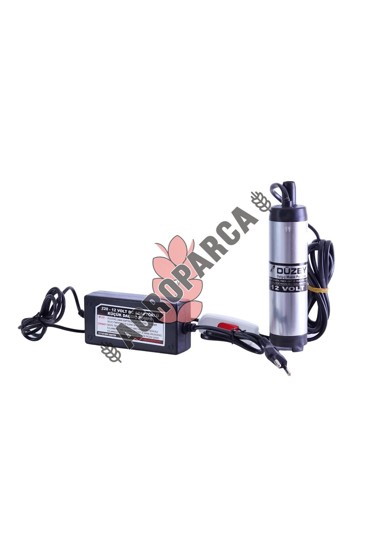 Düzey 220-12 Volt Mini(KÜÇÜK) Dalgıç Adaptörlü Mazot Aktarma(SIVI TRANSFER) Pompası (SU,SÜT,YAĞ)