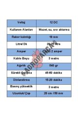 Düzey 12 Volt Büyük Dalgıç Mazot Aktarma(SIVI TRANSFER) Pompası (SU,SÜT,YAĞ)
